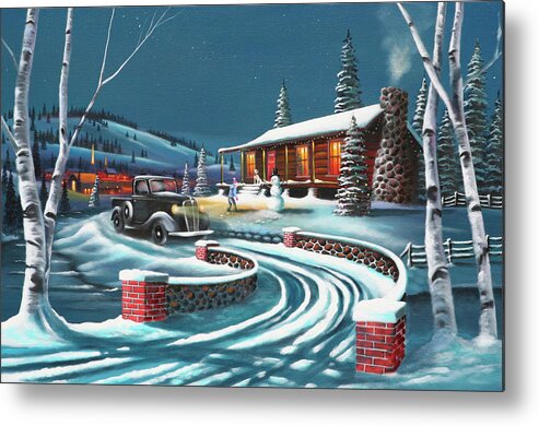 Enchanted Christmas Metal Print featuring the painting Enchanted Christmas by Geno Peoples