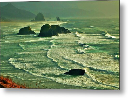 Best Ecola State Park Photography Waves Metal Print featuring the photograph Endless Waves Ecola by William Rockwell