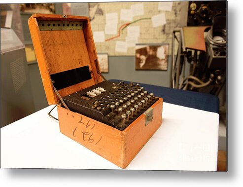 National Museum Of The United States Navy Metal Print featuring the photograph Enigma Machine by Us Navy/monee Cottman/science Photo Library