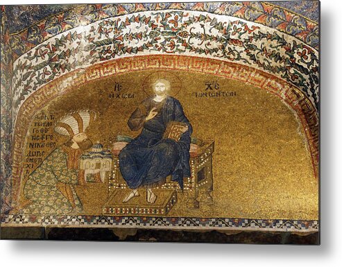 Chora Metal Print featuring the photograph Enthroned Christ with the donor by Steve Estvanik