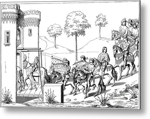 Horse Metal Print featuring the drawing Entrance Of The Lord Chief by Print Collector