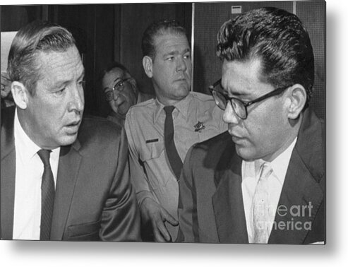 People Metal Print featuring the photograph Ernesto Miranda Talking With Attorney by Bettmann
