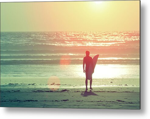Shadow Metal Print featuring the photograph Evening Surfer by Paul Mcgee