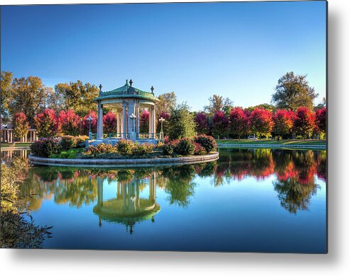 Forest Park Metal Print featuring the photograph Fall at the Nathan Frank Bandstand by Randall Allen