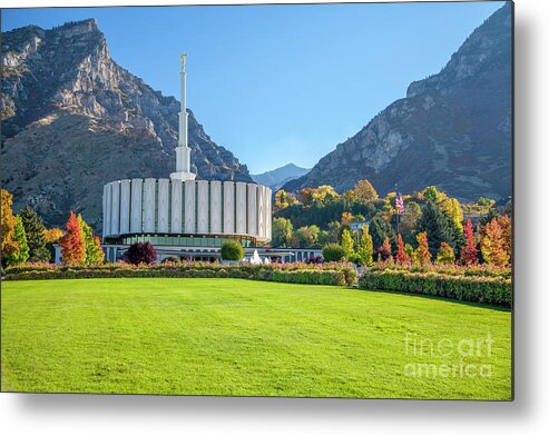 Provo Temple Canvas Prints Metal Print featuring the photograph Fall at the Provo Temple by David Millenheft
