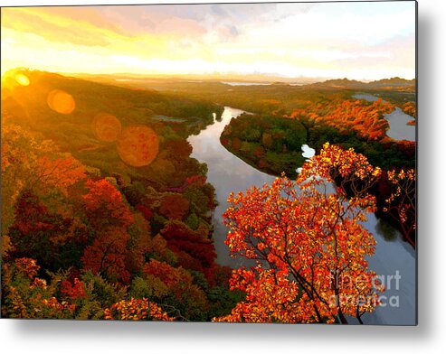 Landscape Metal Print featuring the painting Fall Flair st River's Bend by Jackie Case
