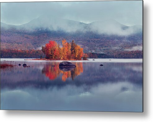Autumn Metal Print featuring the photograph Fiery Island in Vermont by Magda Bognar