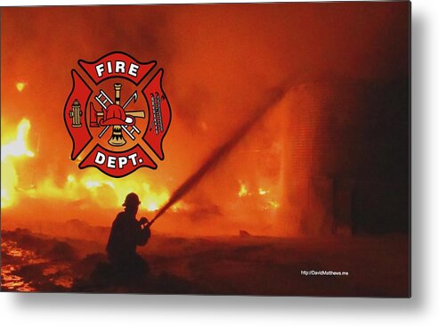 Fire Dept Fire Phone Cases Ems Fire Light Fire Fighting Blaze Flames Metal Print featuring the photograph Fire fighting 5 by David Matthews