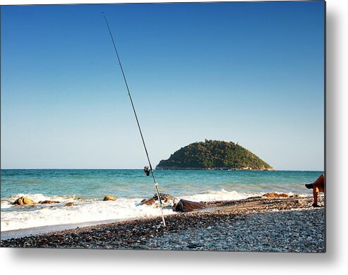 Tranquility Metal Print featuring the photograph Fishing Rod, Gallinara Island In by Sebastian Condrea