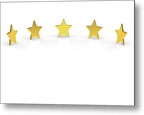 Five Objects Metal Print featuring the digital art Five Golden Stars On White Background by Bjorn Holland