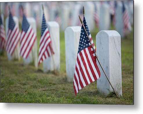 In A Row Metal Print featuring the photograph Flags For The Fallen by Ronbergeron