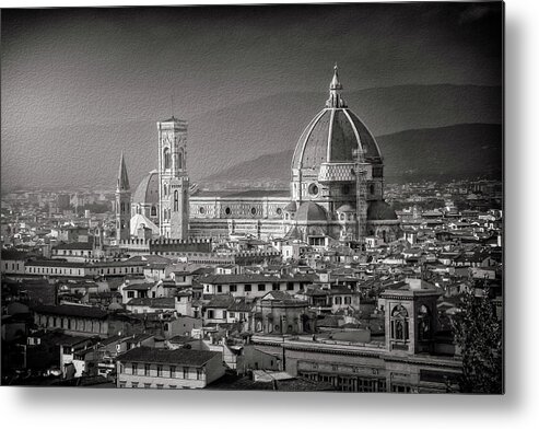 Duomo Metal Print featuring the photograph Duomo Florence Italy Black and White by Carol Japp