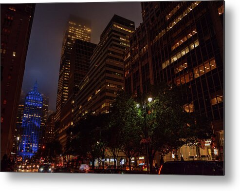 New York City Metal Print featuring the photograph Foggy Night on Park Avenue by Lance Vaughn