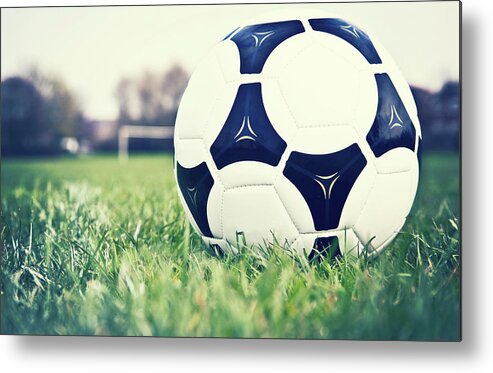 Grass Metal Print featuring the photograph Football by Sally Anscombe