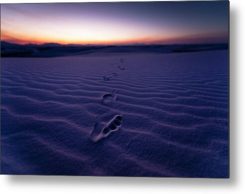 New Mexico Metal Print featuring the photograph Footprint On Dunes by Son Gallery - Wilson Lee