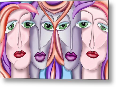 Beauty Metal Print featuring the painting Four Girls by Patricia Piotrak