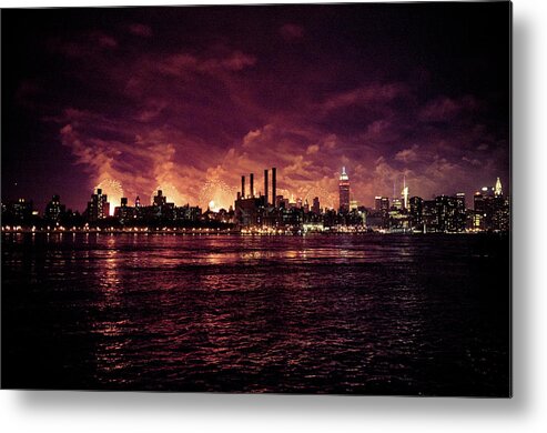 Firework Display Metal Print featuring the photograph Fourth Of July Fireworks Behind by Jonathan Percy