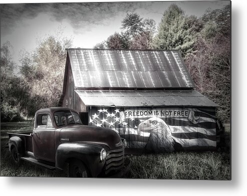 American Metal Print featuring the photograph Freedom is not Free Black and White by Debra and Dave Vanderlaan