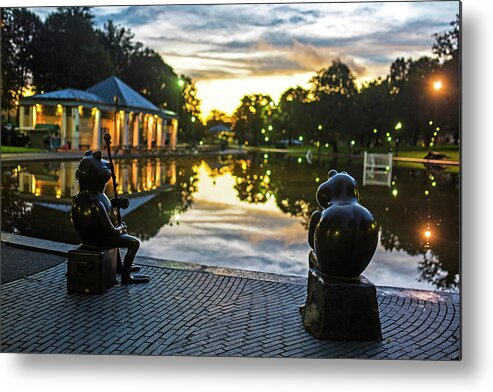 Boston Metal Print featuring the photograph Frogs meditating on the sunset Boston MA Boston Common Frog Pond by Toby McGuire