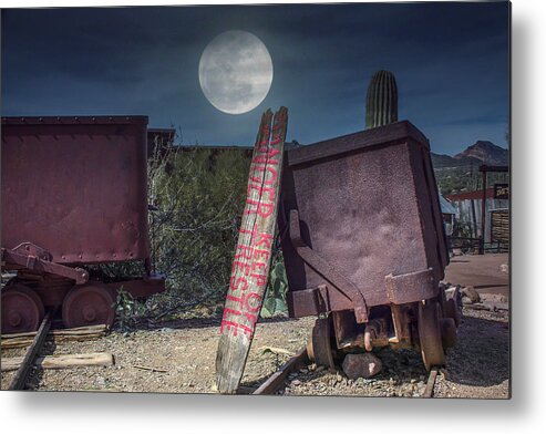 Full Metal Print featuring the photograph Full moon mining by Darrell Foster