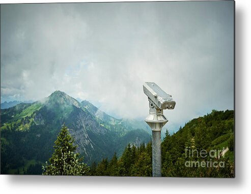 Coin Operated Metal Print featuring the photograph Germany, Chiemgau, Binoculars On Summit by Westend61