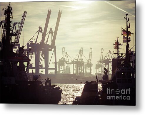 Freight Transportation Metal Print featuring the photograph Germany, Hamburg, Port Of Hamburg by Westend61