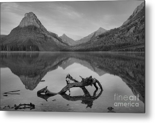 Two Medicine Metal Print featuring the photograph Glacier Two Medicine Summer Sunrise Black And White by Adam Jewell