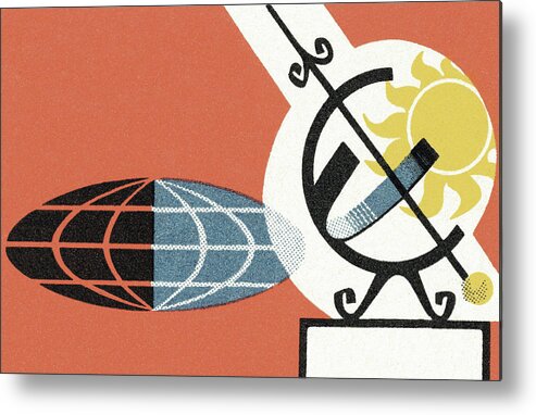 Campy Metal Print featuring the drawing Globe and Sun by CSA Images