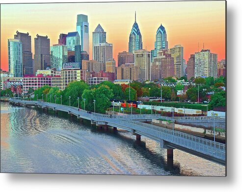 Philadelphia Metal Print featuring the photograph Glorious Philly Sunset by Frozen in Time Fine Art Photography
