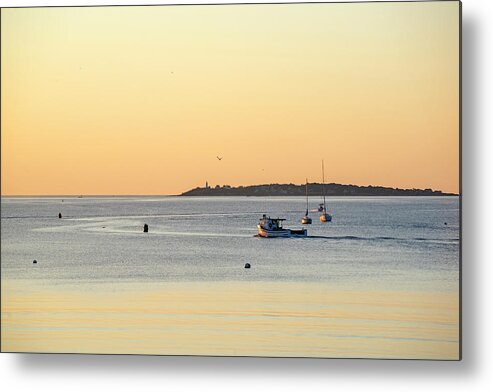 Beverly Metal Print featuring the photograph Golden light over Beverly MA and Bakers Island Sunrise by Toby McGuire