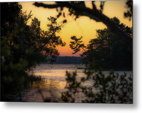 Lost Metal Print featuring the photograph Golden Sky On Lost Lake by Owen Weber