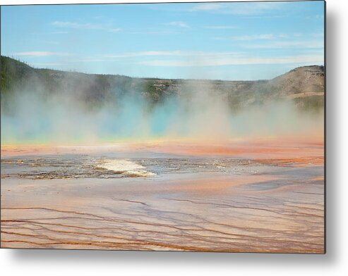 Orange Color Metal Print featuring the photograph Grand Prismatic Springs, Yellowstone by Terryfic3d