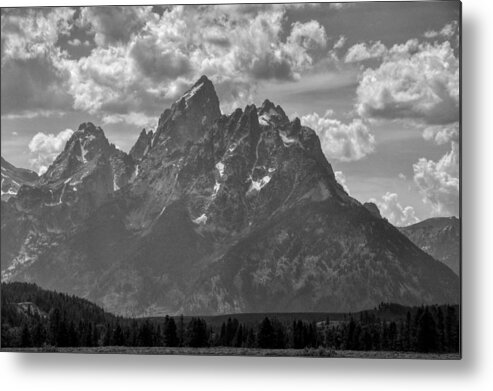 Grand Metal Print featuring the photograph Grand Teton Black and White by Chance Kafka