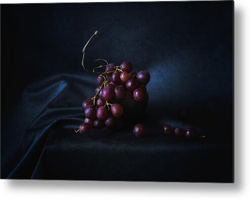 Chiaroscuro Metal Print featuring the photograph Grapes In Blue by Lenka