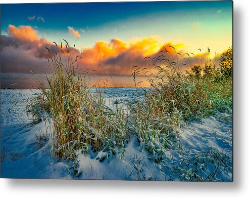 Idaho Metal Print featuring the photograph Grass and Snow Sunrise by Tom Gresham