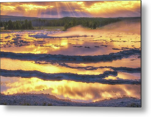 Yellowstone Metal Print featuring the photograph Great Fountain Sunset by Darren White
