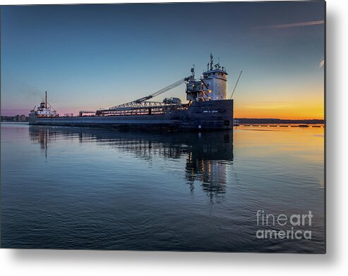 John D. Leitch Metal Print featuring the photograph Great Lake Freighter John D. Leitch Sunrise-1747 by Norris Seward