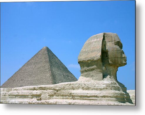 Giza Pyramids Metal Print featuring the photograph Great Pyramid & Sphinx Of Giza by Trekholidays