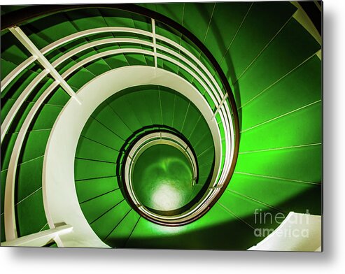 Stairway Metal Print featuring the photograph Green circular stairway by Lyl Dil Creations