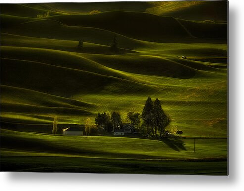 Green Metal Print featuring the photograph Green Farmland by Lydia Jacobs