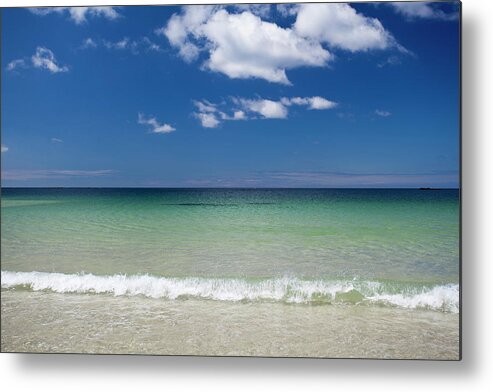 Tranquility Metal Print featuring the photograph Green Waters Against Blue Sky by © Santiago Urquijo