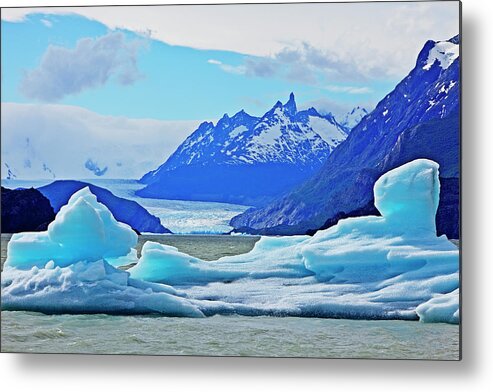 Scenics Metal Print featuring the photograph Grey Glacier, Torres Del Paine National by John W Banagan