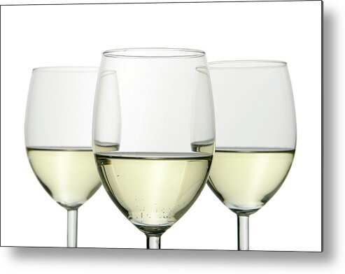 White Background Metal Print featuring the photograph Group Of Three Wine Glasses Isolated On by Domin domin