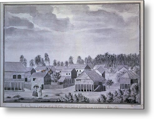 Cardero Jose Metal Print featuring the drawing Guayaquil Houses - 18th Century - Malaspina Expedition. by Jose Cardero -1766-1811-