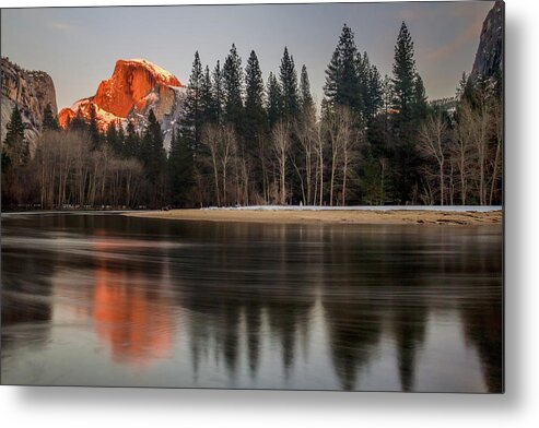 Half Dome Metal Print featuring the photograph Half Dome Sunset in Winter by Mike Long