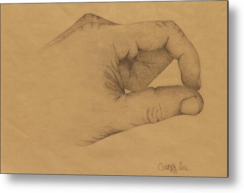 Hand Metal Print featuring the drawing Hand by Gregory Lee