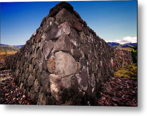 Stone Metal Print featuring the photograph Hawaiian Rock Wall by Pheasant Run Gallery