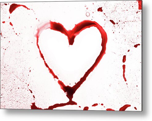 Grunge Metal Print featuring the painting Heart shape from splaches and blobs by Michal Boubin