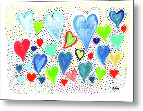 Hearts 1002 Metal Print featuring the painting Hearts 1002 by Corinne Carroll