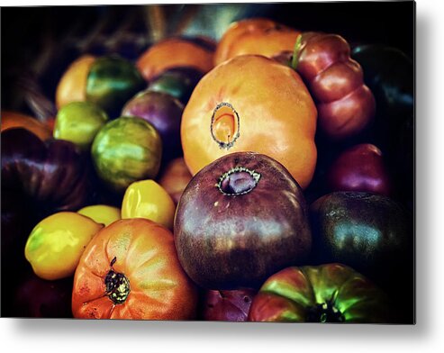 Fruit Metal Print featuring the photograph Heirloom Tomatoes at the Farmers Market by Scott Norris